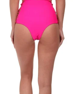 Tori Praver Lotus Strappy Side High Waist Bottom Pitaya Clearance