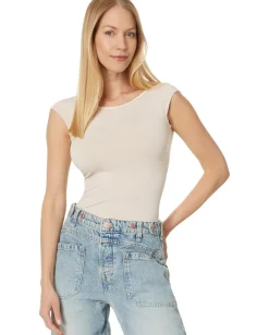 Free People Low Back Tee Pink Tint Sale