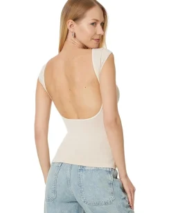 Free People Low Back Tee Pink Tint Sale