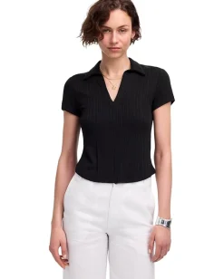 Madewell Low V-Neck Short Sleeve Polo Jet Black Online
