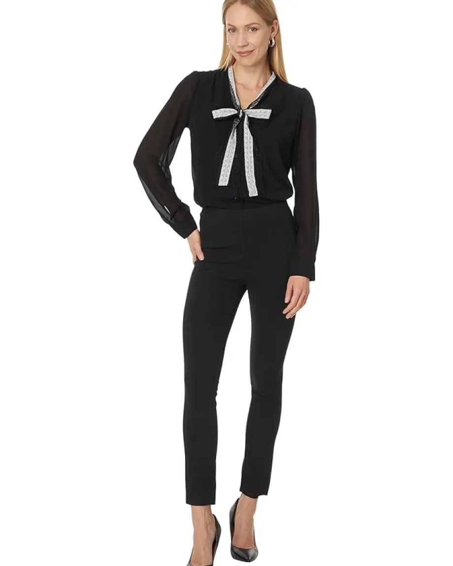 CeCe L/S Blouse W/ Bow Tie Collar 060 Rich Black