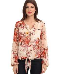 KUT from the Kloth L/S Floral Shirt Tan Outlet