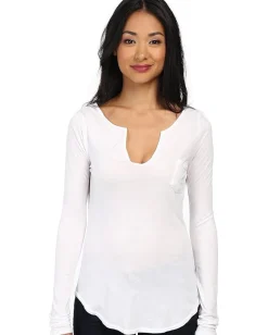 LAmade L/S Open Henley Tee White