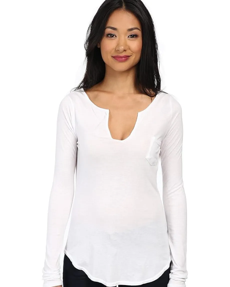 LAmade L/S Open Henley Tee White