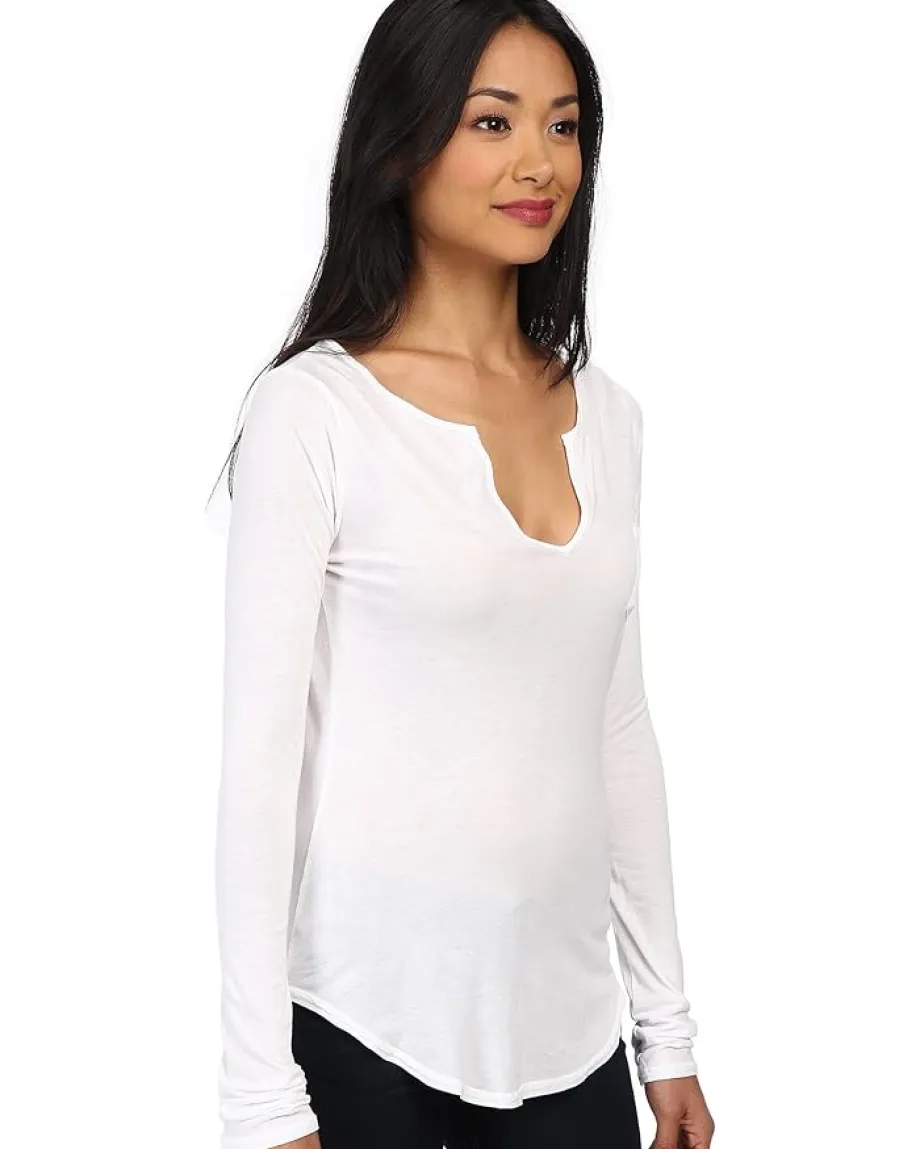 LAmade L/S Open Henley Tee White