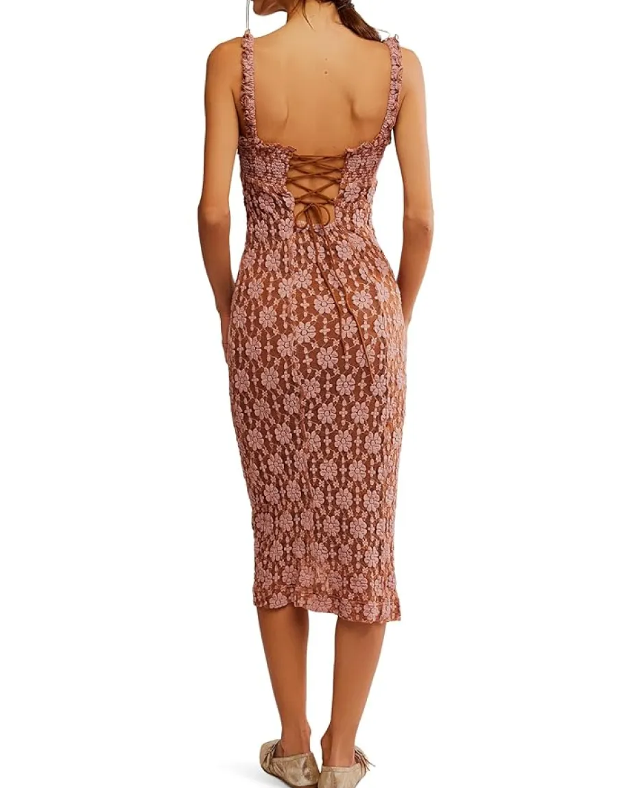 Free People Lucinda Lace Midi Ginger Combo Outlet