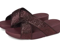 Women FitFlop Lulu Crinkled-shimmer Cross Slides