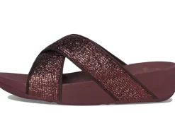 Women FitFlop Lulu Crinkled-shimmer Cross Slides