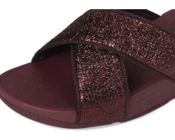 Women FitFlop Lulu Crinkled-shimmer Cross Slides