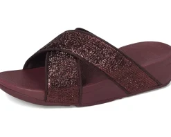 Women FitFlop Lulu Crinkled-shimmer Cross Slides