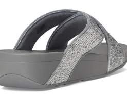 FitFlop Lulu Crinkled-shimmer Cross Slides Silvereen Hot