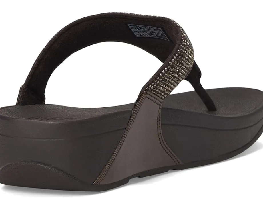 FitFlop Lulu Crystal Toe-post Sandals Metallic Chocolate Brown Clearance