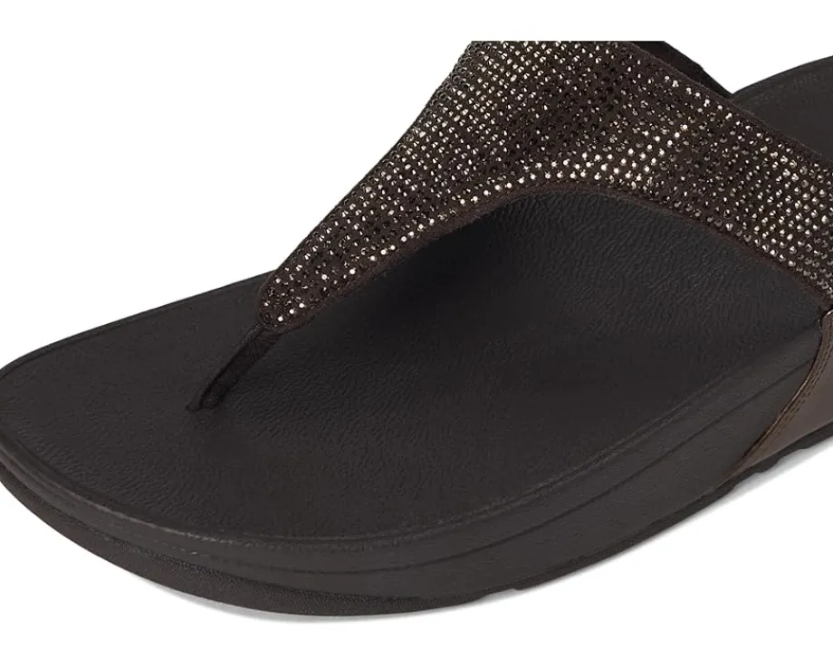 FitFlop Lulu Crystal Toe-post Sandals Metallic Chocolate Brown Clearance