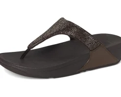 FitFlop Lulu Crystal Toe-post Sandals Metallic Chocolate Brown Clearance