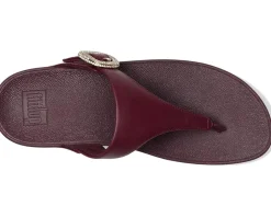 Women FitFlop Lulu Crystal-Buckle Leather Toe-Post Sandals