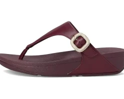 Women FitFlop Lulu Crystal-Buckle Leather Toe-Post Sandals
