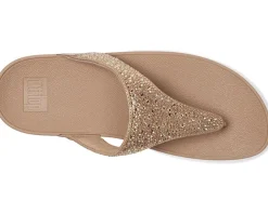FitFlop Lulu Crystal-Mix Toe-Post Sandals Metallic Classic Beige Best