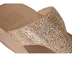 FitFlop Lulu Crystal-Mix Toe-Post Sandals Metallic Classic Beige Best