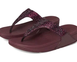 FitFlop Lulu Crystal-Mix Toe-Post Sandals Metallic Plumberry Best