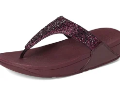 FitFlop Lulu Crystal-Mix Toe-Post Sandals Metallic Plumberry Best