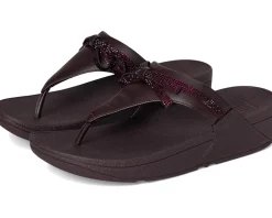 FitFlop Lulu Glitz-bow Leather Toe-post Sandals Plumberry Hot
