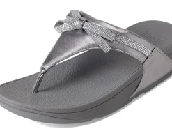 Women FitFlop Lulu Glitz-bow Leather Toe-post Sandals