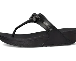 FitFlop Lulu Glitz-bow Leather Toe-post Sandals All Black Hot