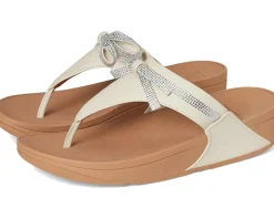 Women FitFlop Lulu Glitz-bow Leather Toe-post Sandals
