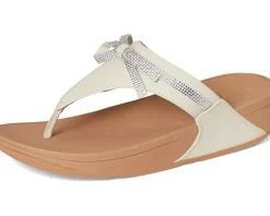 Women FitFlop Lulu Glitz-bow Leather Toe-post Sandals