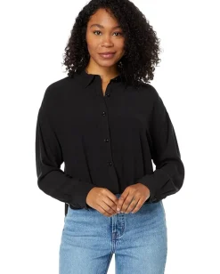 Madewell Lusterweave Hartfield Crop Shirt True Black Clearance