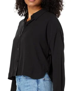 Madewell Lusterweave Hartfield Crop Shirt True Black Clearance