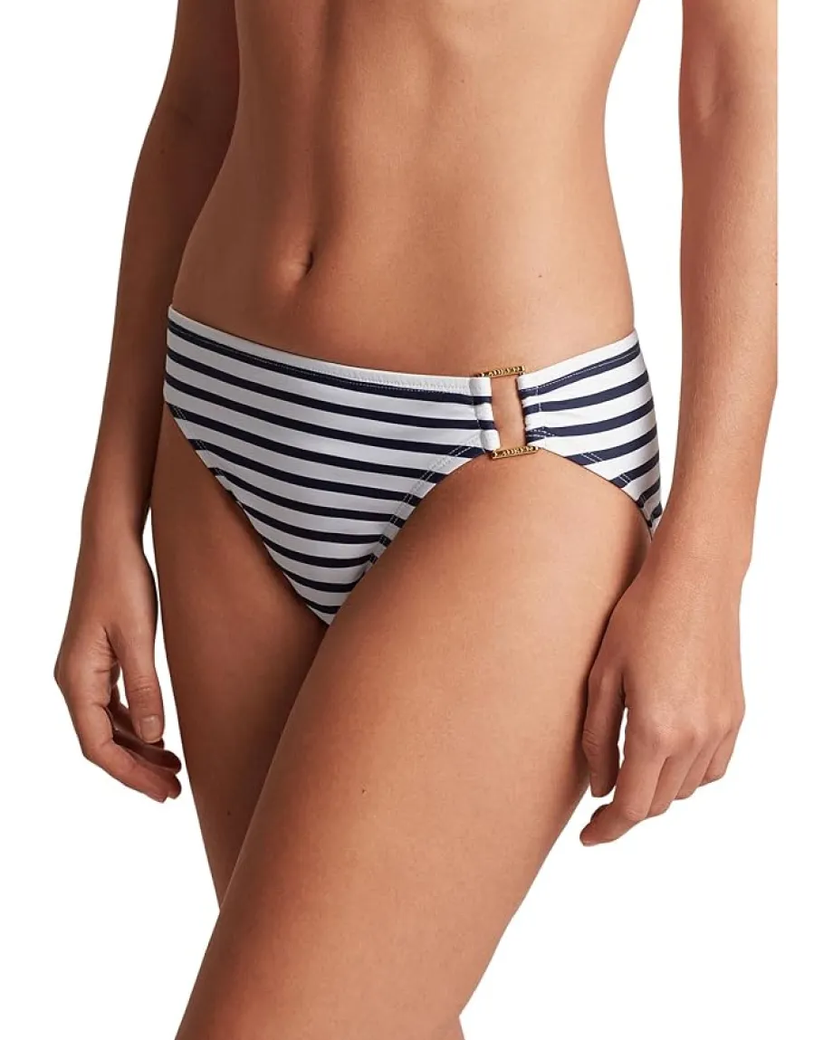 Lauren Ralph Lauren Luxe Stripe Ring Side Hipster Bottom Navy White New
