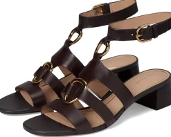 Cole Haan Lyanna Link Ankle Strap Sandals Dark Chocolate Leather Online