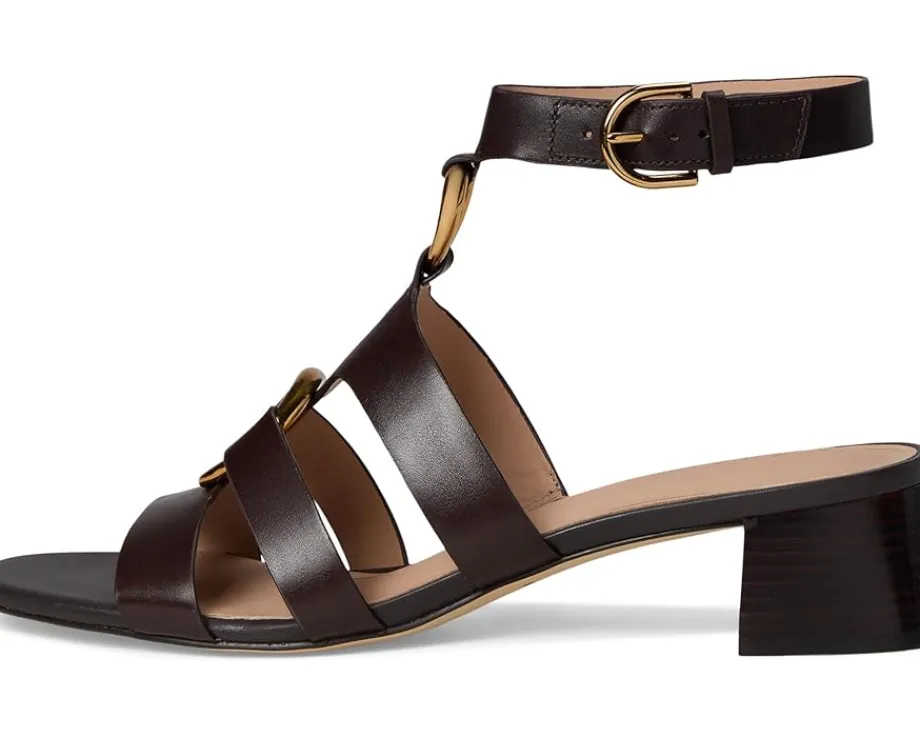Cole Haan Lyanna Link Ankle Strap Sandals Dark Chocolate Leather Online