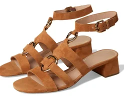 Cole Haan Lyanna Link Ankle Strap Sandals Dark Caramel Suede Best