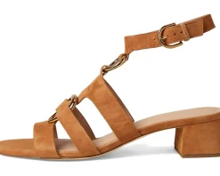 Cole Haan Lyanna Link Ankle Strap Sandals Dark Caramel Suede Best