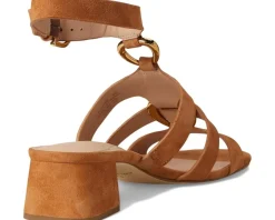 Cole Haan Lyanna Link Ankle Strap Sandals Dark Caramel Suede Best