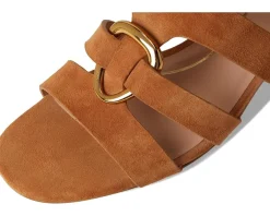 Cole Haan Lyanna Link Ankle Strap Sandals Dark Caramel Suede Best