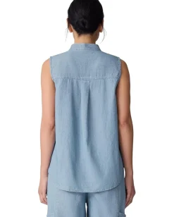 Eileen Fisher Mandarin Collar Shirt Denim