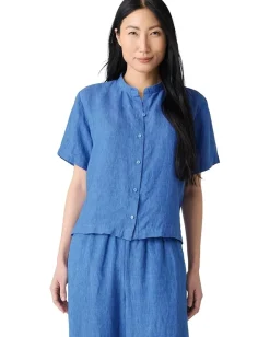 Women Eileen Fisher Mandarin Collar Shirt