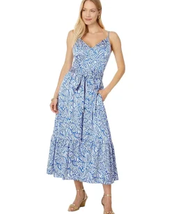 Lilly Pulitzer Marcelina Midi Dress Martinique Blue Zee Bebe Clearance