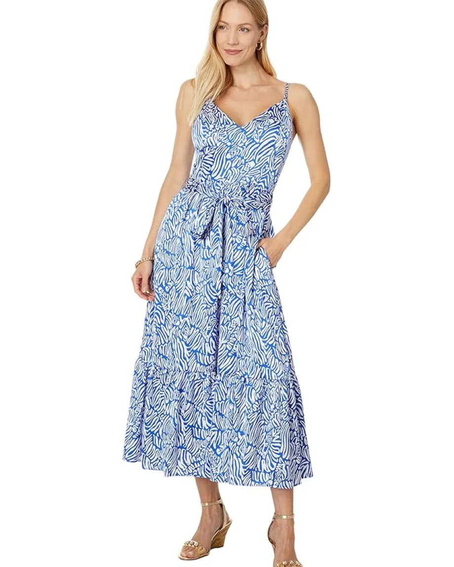 Lilly Pulitzer Marcelina Midi Dress Martinique Blue Zee Bebe Clearance