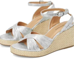 Johnston & Murphy Marcia Cross-Band Sandal Silver Metallic Discount