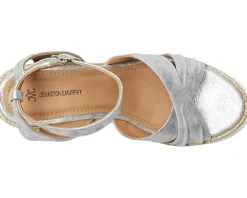 Johnston & Murphy Marcia Cross-Band Sandal Silver Metallic Discount