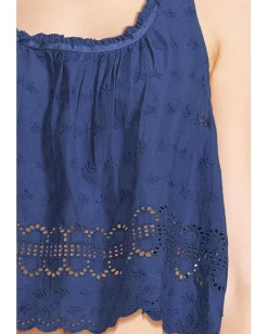 Free People Marina Eyelet Tank Bellwether Blue Sale
