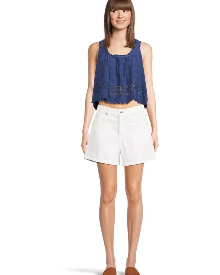 Free People Marina Eyelet Tank Bellwether Blue Sale