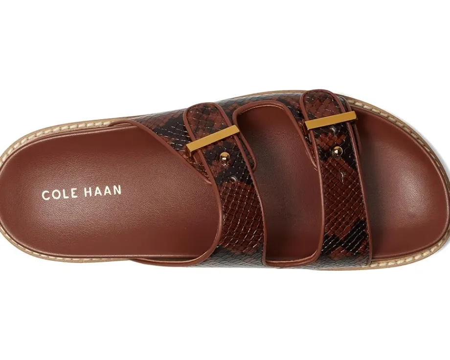 Cole Haan Marisol Footbed Sandals Dark Cuoio Snake Print Leather Hot