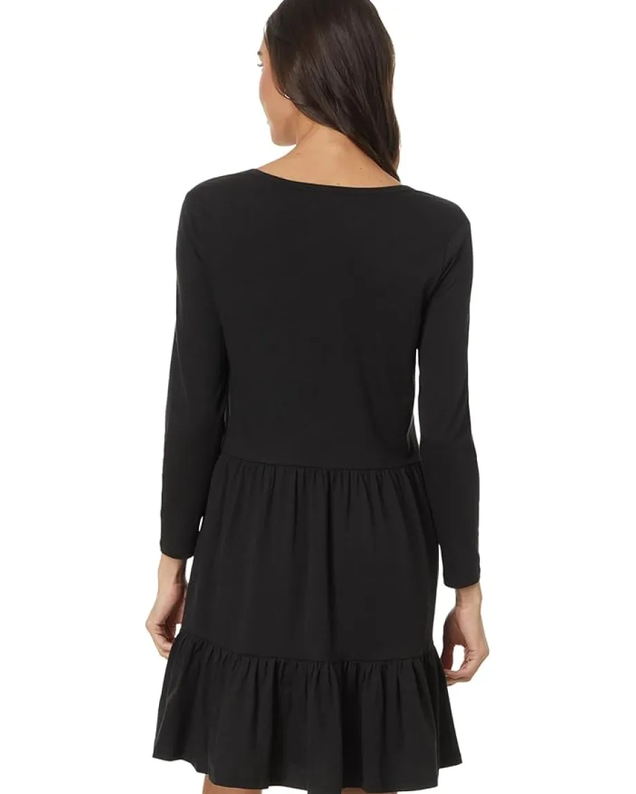Toad&Co Marley Tiered Long Sleeve Dress Black New