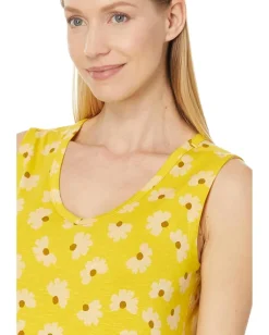 Toad&Co Marley Tiered Sleeveless Dress Sulphur 1/2 Daisy Print Sale