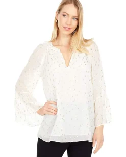 Lilly Pulitzer Matilda Silky Top Coconut Gold Metallic Silk Clip Online